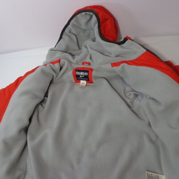 Oshkosh B’Gosh Toddler Boys Fleece Lined Hooded Puffer Jacket Winter Coat Sz 5/6 - Picture 5 of 8